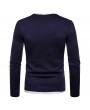 100% Cotton V-neck Long Sleeve Half Button Down T-shirt for Men